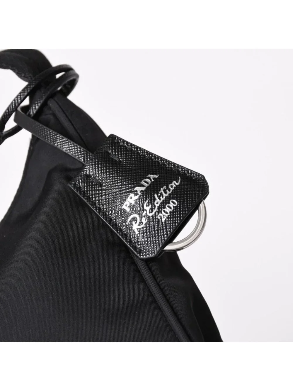 Prada Hobo Nylon Black Triangle Logo Silver